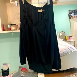 Dark green cold shoulder blouse